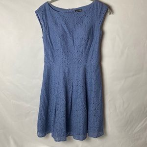 The Limited blue lace overlay dress, cap sleeves, fit & flare style, size 2